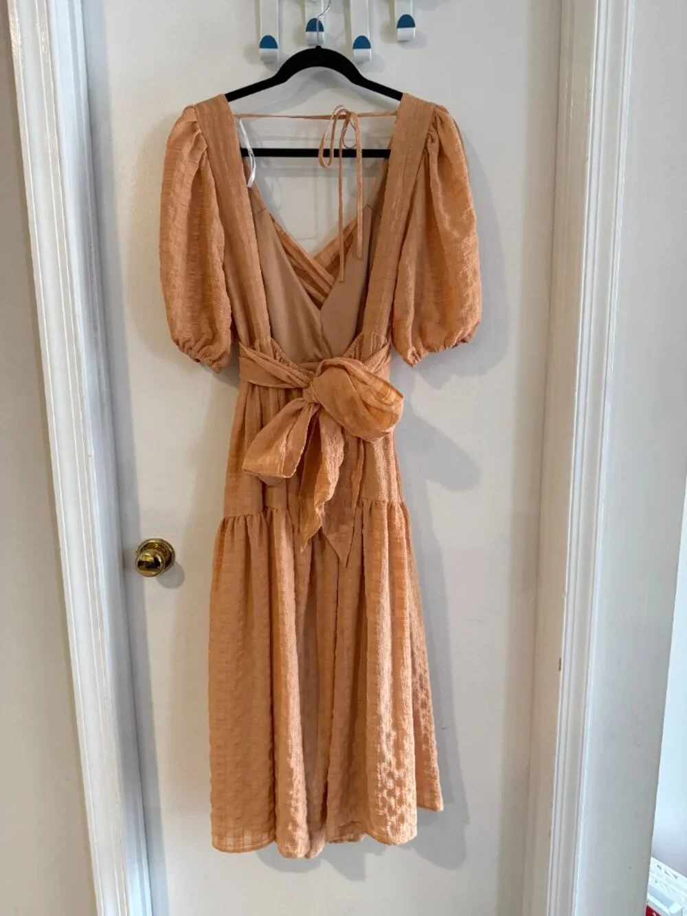 LuLu's Midi Orange Tie Front Dress XL - Picture 4 of 5